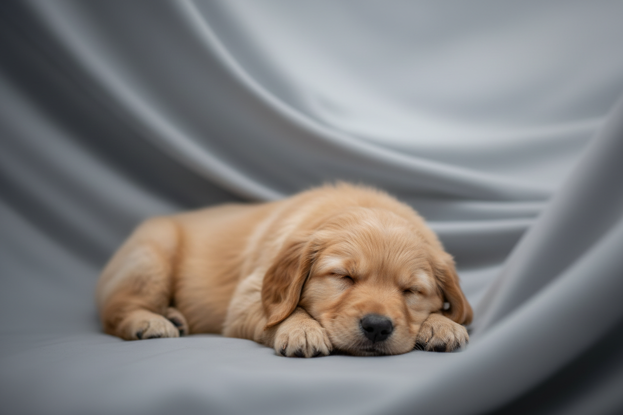 a cute puppy, grey shades in the background